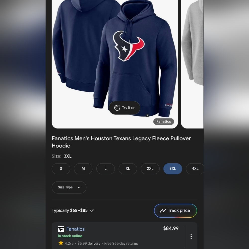 NWT NFL Lisenced Texans Hoodie 3XL - Picture 5 of 6